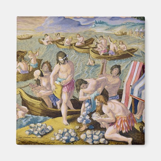 Amerikanische Ureinwohner tauchen für Perlen, Tell Magnet (Vorne)