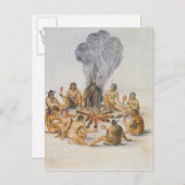 Amerikanische Ureinwohner um das Feuer Postkarte (Vorne/Hinten)