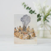 Amerikanische Ureinwohner um das Feuer Postkarte (Stehend Vorderseite)
