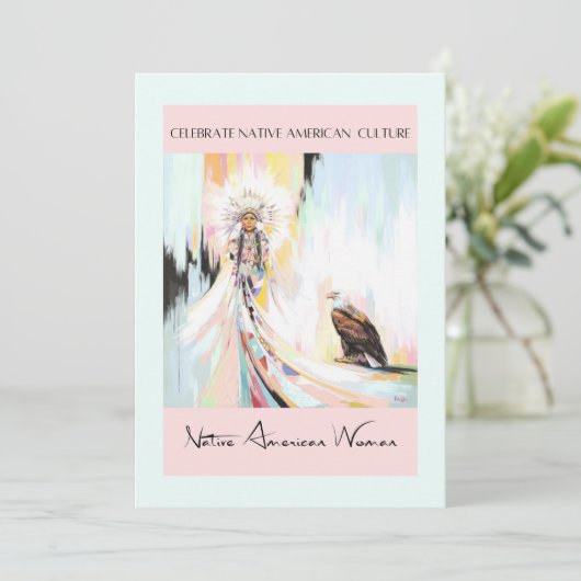 Amerikanische Ureinwohner und Adler Einladung (Stehend Vorderseite)