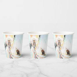 Amerikanische Ureinwohner und Adler Pappbecher