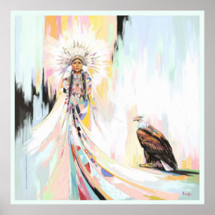 Amerikanische Ureinwohner und Adler Poster