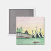 Amerikanische Ureinwohner Village Folk Art: Magnet (Vorderseite/Rückseite)