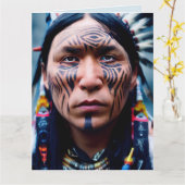 AMERIKANISCHE UREINWOHNER WARRIOR MAN BIRTHDAY GRO KARTE (Gelbe Blume)