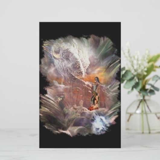 Amerikanische Ureinwohner Wedding Night Vignette Briefpapier (Stehend Vorderseite)