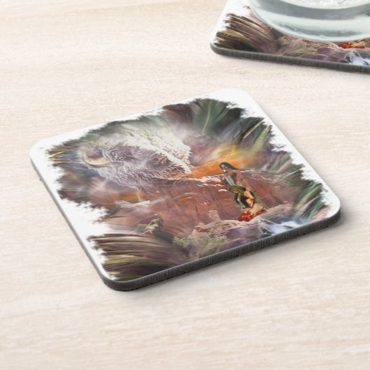 Amerikanische Ureinwohner Wedding Night Vignette Getränkeuntersetzer (Linke Seite)