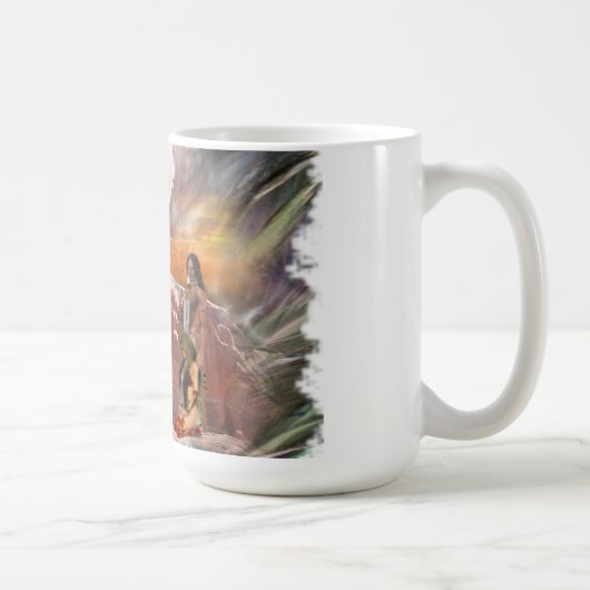 Amerikanische Ureinwohner Wedding Night Vignette Kaffeetasse (Rechts)