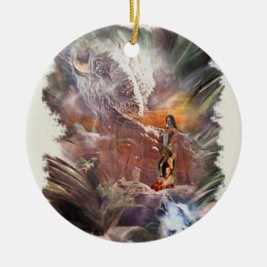 Amerikanische Ureinwohner Wedding Night Vignette Keramikornament (Vorne)