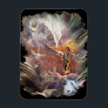 Amerikanische Ureinwohner Wedding Night Vignette Magnet<br><div class="desc">Amerikanische Ureinwohner Wedding Night Schöne surreale Collage eines Amerikanische Ureinwohner-Paares - sie kniet vor ihm auf den roten Felsen - während seine Erholungen auf der Schulter auf einem Hintergrund von abstrakten Federn liegen - in der oben verlassen Ecke ist eine weiße Büffelwolke-Vignette, die aus dem federvollen Himmel erscheint - in...</div>