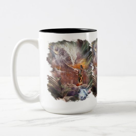 Amerikanische Ureinwohner Wedding Night Vignette Zweifarbige Tasse (Links)