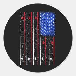 Amerikanische US-Flagge Angelrute Top  Runder Aufkleber