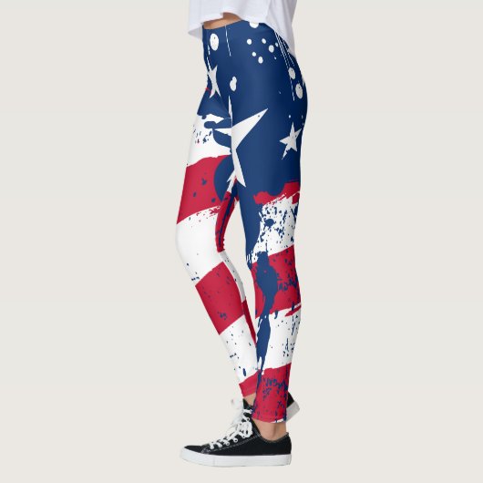 Amerikanische US Flagge - Farbenflagge Leggings (Links)