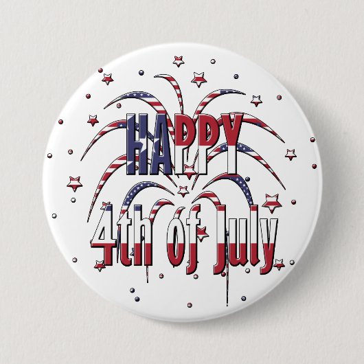 Amerikanische US Flagge Happy 4. Juli Button (Vorderseite)