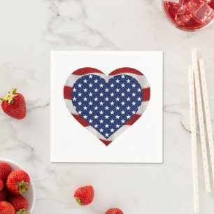 Amerikanische US Flagge Heart Patriotic Serviette