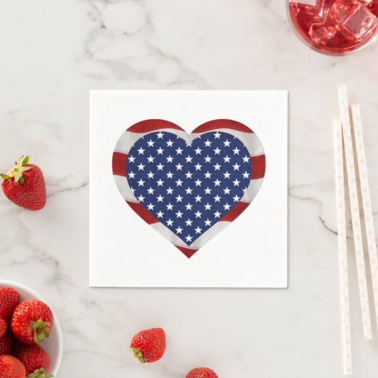 Amerikanische US Flagge Heart Patriotic Serviette (Beispiel)