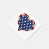 Amerikanische US Flagge Heart Patriotic Serviette (Ecke)