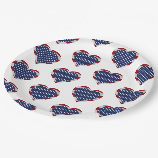 Amerikanische US Flagge hören Patriotic Pappteller (Schrägansicht)