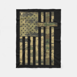 Amerikanische USA-Flagge Camo Christliches Kreuz P Fleecedecke