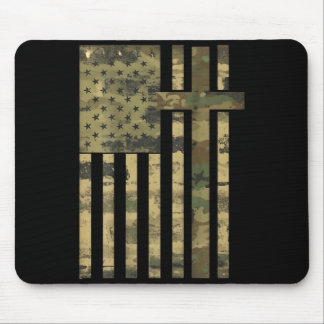 Amerikanische USA-Flagge Camo Christliches Kreuz P Mousepad