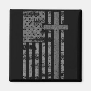 Amerikanische USA-Flagge Christlicher Glaube Kreuz Magnet