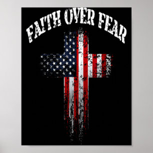 Amerikanische USA-Flagge Christliches Kreuz Glaube Poster