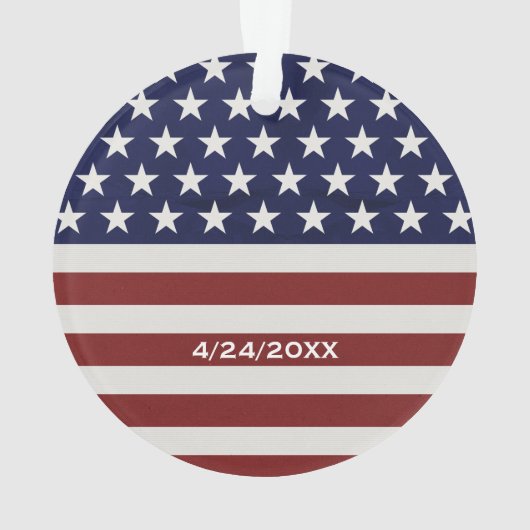 Amerikanische USA-Flagge patriotisch am 4. Juli im Ornament (Rückseite)