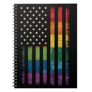 Amerikanische USA-Flagge Regenbogen Stolz Schwul L Notizblock