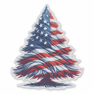 Amerikanische USA-Flagge Weihnachtsbaum Patriotisc Aufkleber