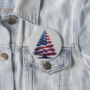 Amerikanische USA-Flagge Weihnachtsbaum Patriotisc Button
