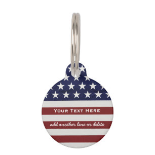 Amerikanische USA-Flaggen-patriotische am 4. Juli Haustiermarke