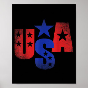 Amerikanische Vintage-Kunst USA Geburtstag 4. Juli Poster