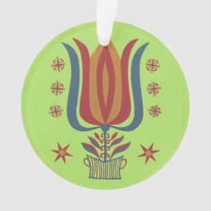 Amerikanische Vintage-Volkskunst Tulpen-Blumen-Dek Ornament