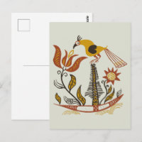 Amerikanische Vintage-Volkskunst Tulpen-Vogel in S