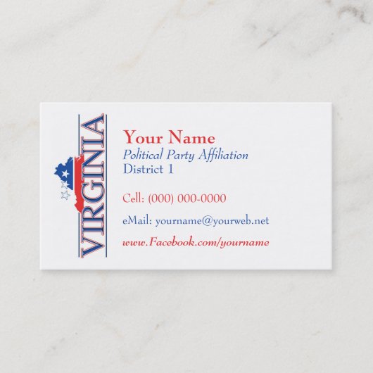 Amerikanische Visitenkarten - Virginia Visitenkarte (Vorderseite)