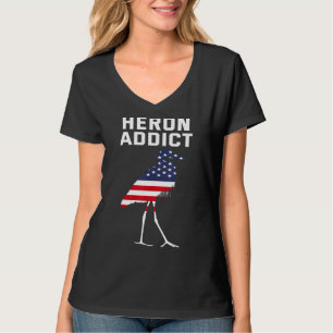 Amerikanische Vogelbeobachtung Heron Addict USA Fl T-Shirt