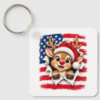Amerikanische Weihnachts-Rentiere Schlüsselanhänger