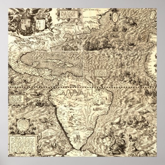 Amerikanische Weltkarte von Diego Gutiérrez Poster (Vorne)