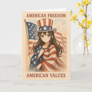 Amerikanische Werte Anime-Mädchen Karte