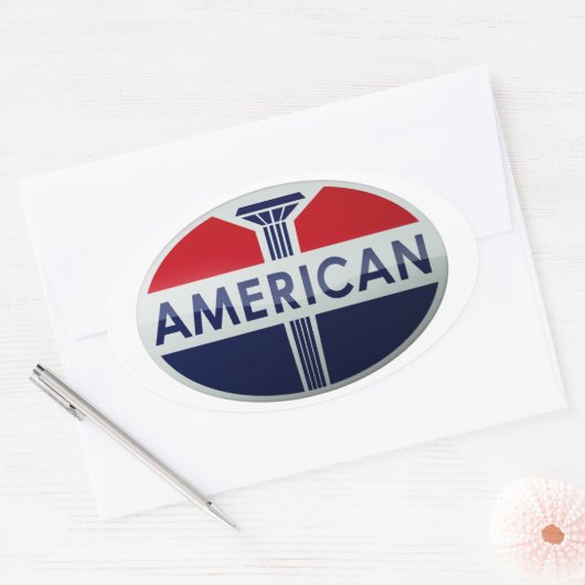 Amerikanische Zeichenkristallversion der Ovaler Aufkleber (Umschlag)