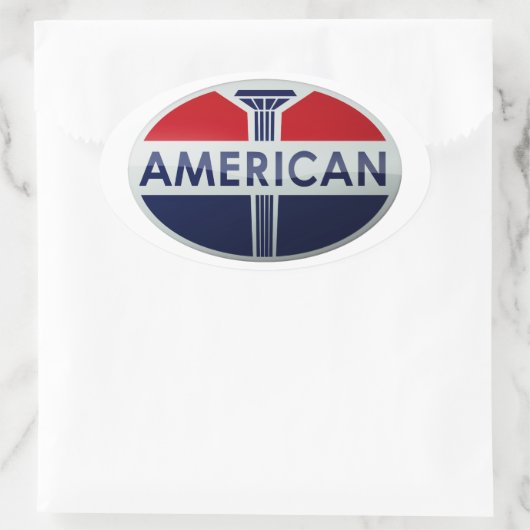 Amerikanische Zeichenkristallversion der Ovaler Aufkleber (Tasche)