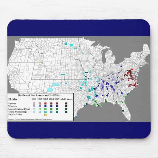 Amerikanische zivile Kriegs-Kampf-Karte Mousepad (Vorne)