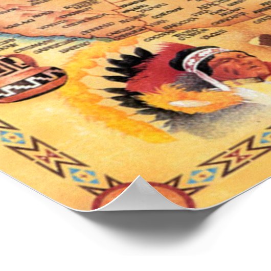 Amerikanischen Ureinwohners Tribe Map Poster (Ecke)