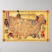 Amerikanischen Ureinwohners Tribe Map Poster (Vorne)