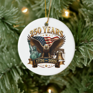 Amerikanischer 250. Jahrestag USA Patriotisch 4. J Keramik Ornament