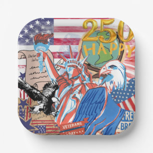 Amerikanischer 250. Unabhängigkeitstag 'Happy 250' Pappteller