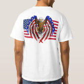 Amerikanischer Adler auf amerikanischer Flagge T-Shirt (Rückseite)