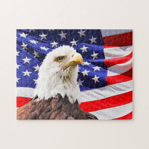 Amerikanischer Adler auf der Flagge Puzzle