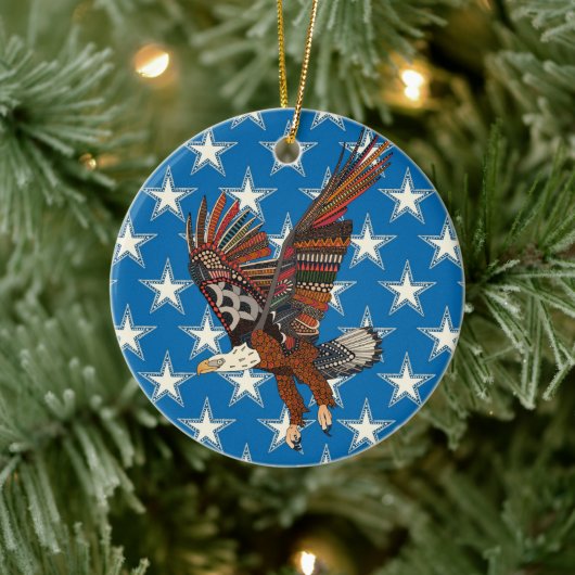 Amerikanischer Adler blau Keramik Ornament (Baum)