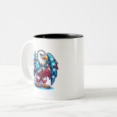Amerikanischer Adler hält die Hand Zweifarbige Tasse (Vorderseite Links)