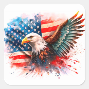 Amerikanischer Adler – Majestätisches Symbol der F Quadratischer Aufkleber